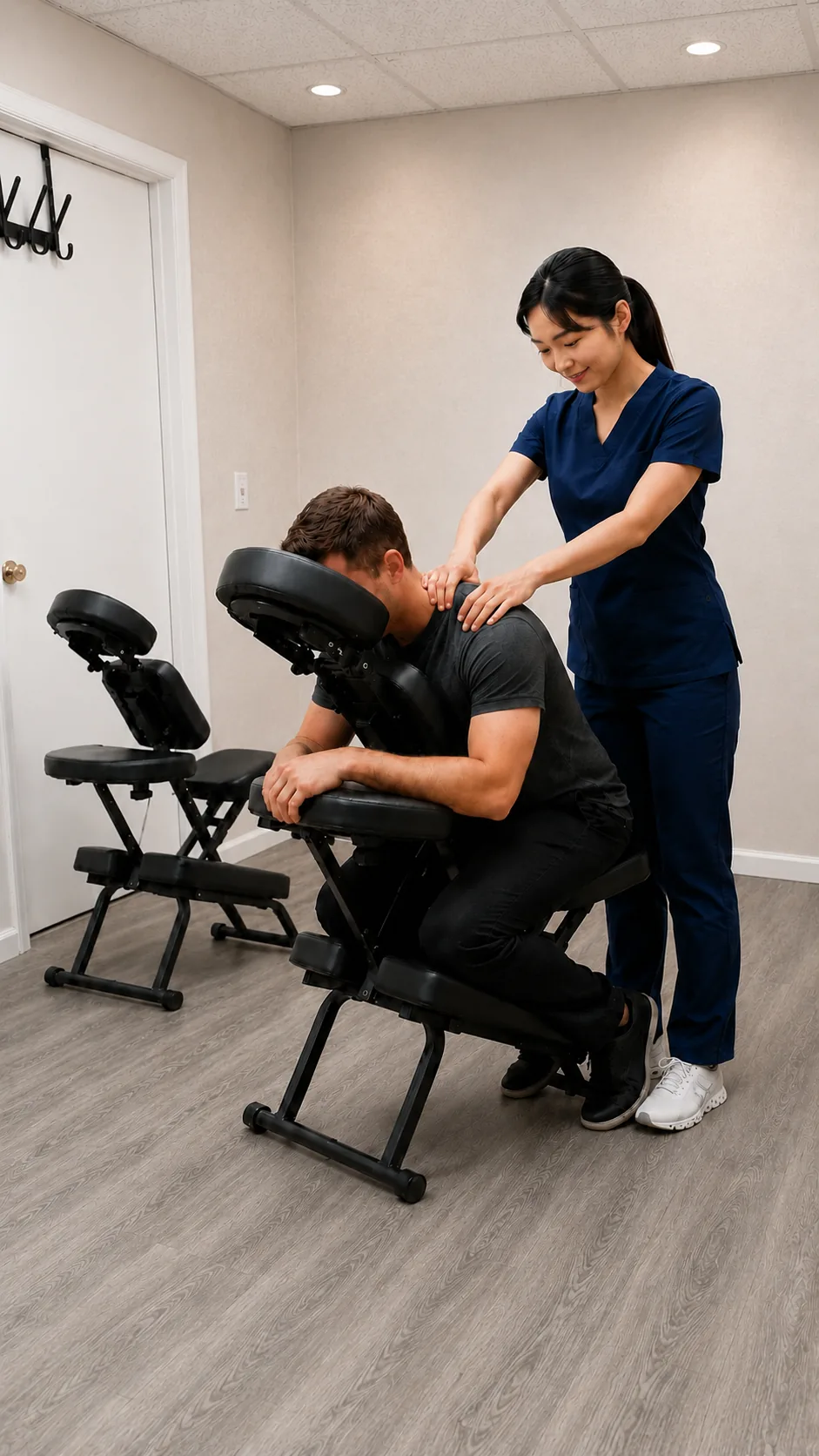 Chair massage session at Jin's Massage