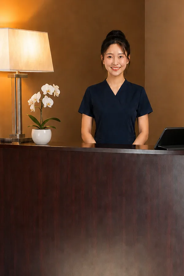 Reception desk inside Jin's Massage